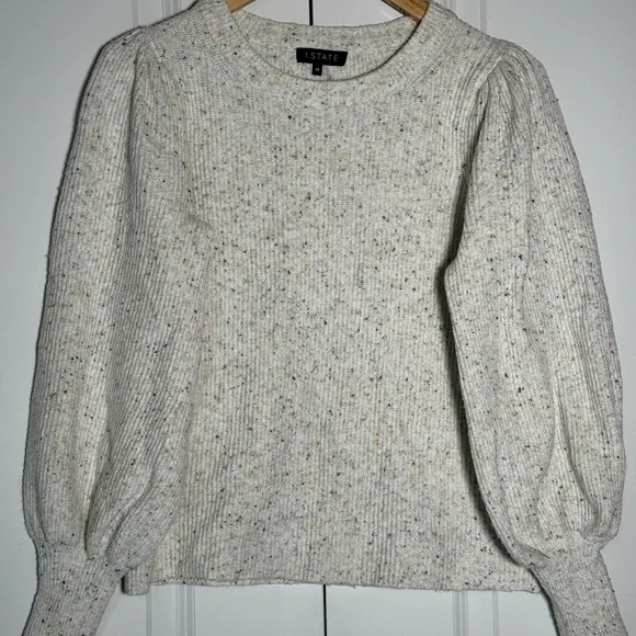 1.STATE Cream Speckled Knit Sweater - Picture 4 of 5
